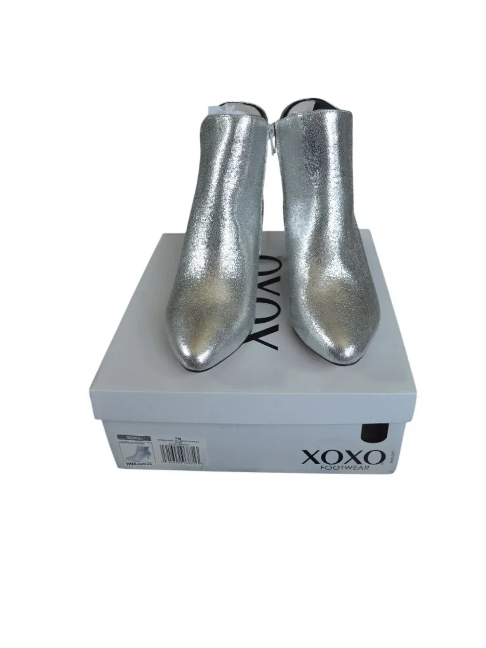 New XOXO Kyrie Ankle Booties Sparkly Silver Women's Size 7 Disco Party Low Heel